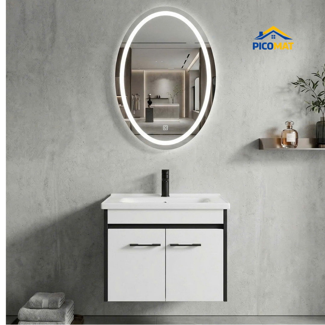 Bộ Tủ Chậu Lavabo Cao Cấp 821 + Gương Tấm