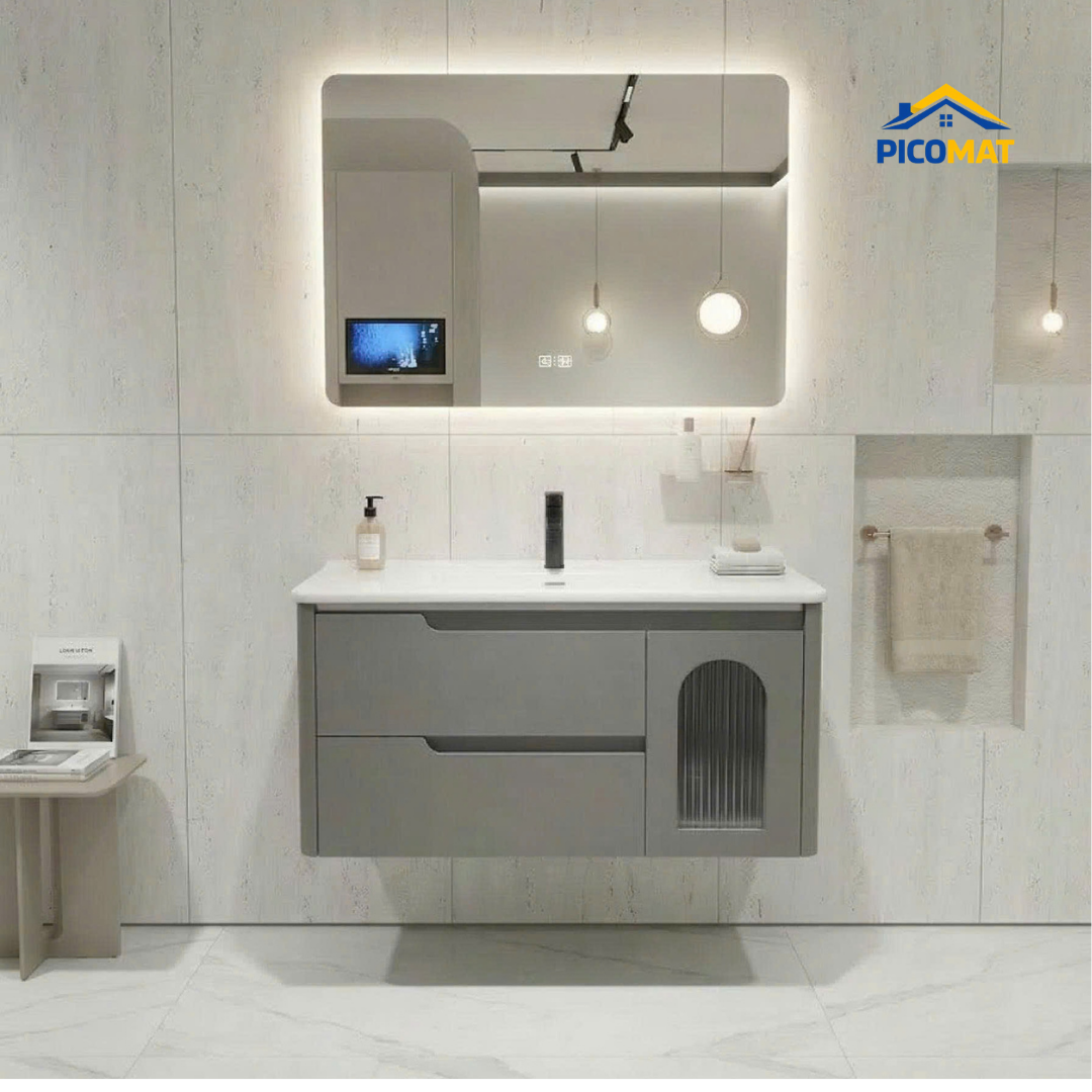 Bộ Tủ Chậu Lavabo Kết Hợp Gương Tấm PC25