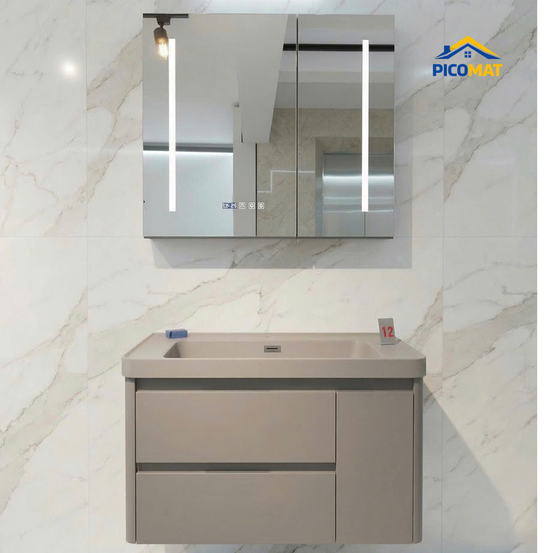 Bộ Tủ Chậu Lavabo Cao Cấp PC01 + Chậu Vi Tinh Thể