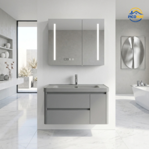 Bộ Tủ Chậu Lavabo Cao Cấp PC02 + Chậu Tinh Thể